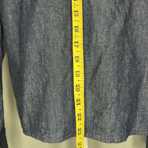 Prana Button Down Tie Front Blue Long Sleeve Organic Cotton Top Small - Picture 11 of 11